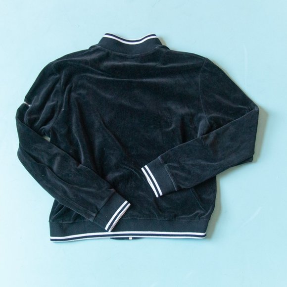 Burberry Golf Y2K Black Velour Knit Athletic Stripe Track Jacket Size Medium - Picture 10 of 10